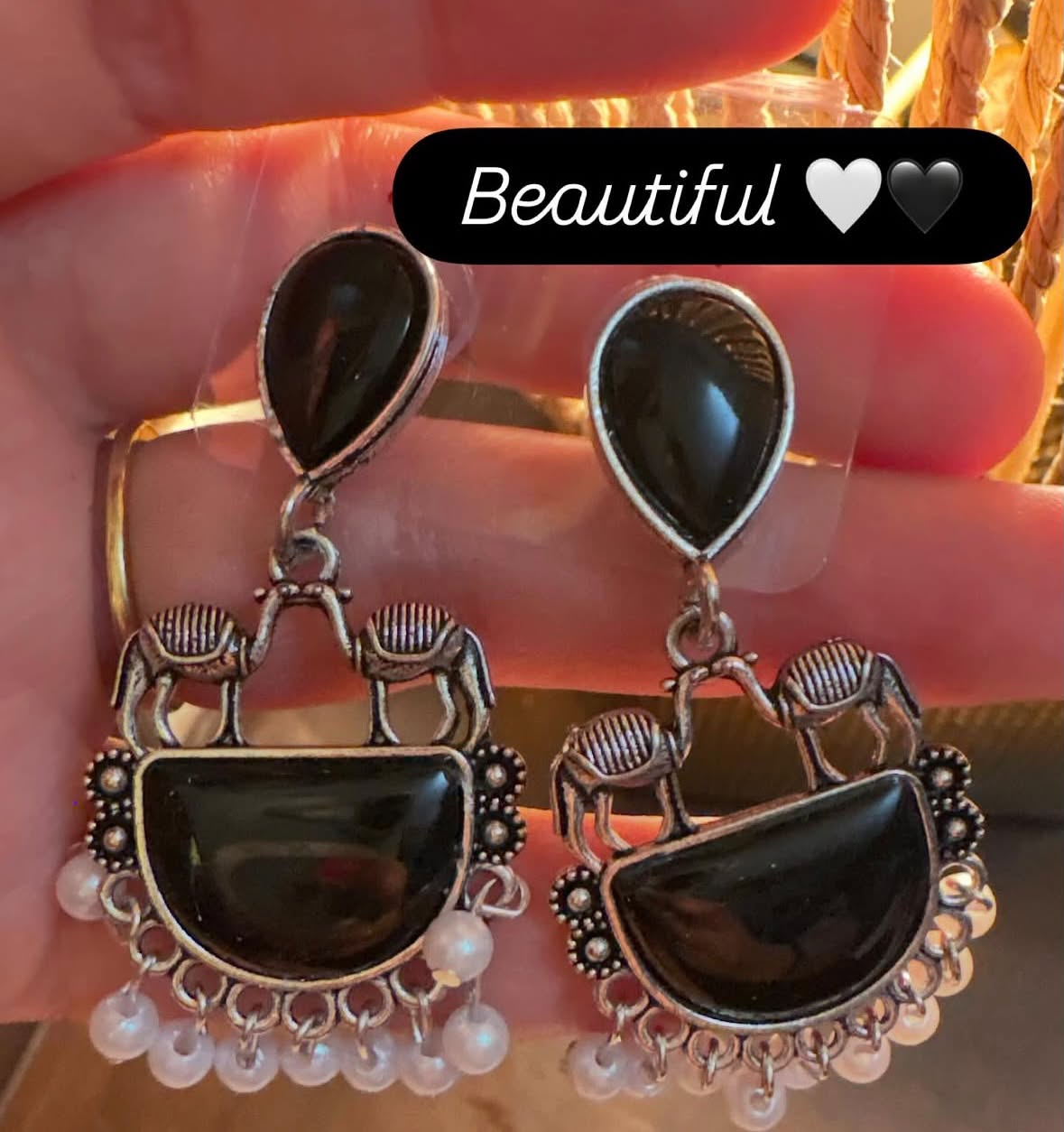 Oxidised Camel Earring