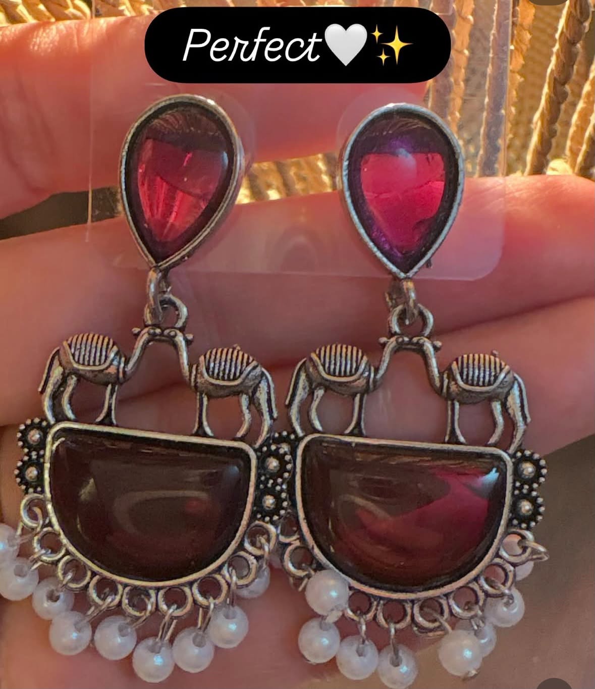 Oxidised Camel Earring