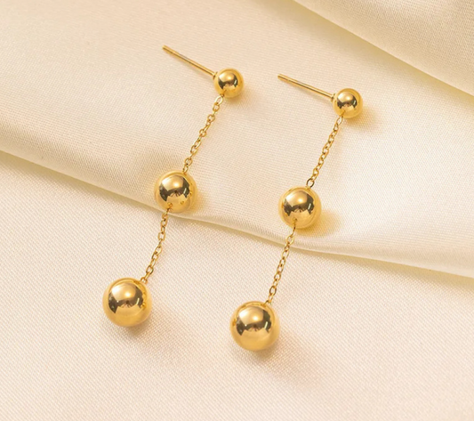 Gold Ball Drop Earring