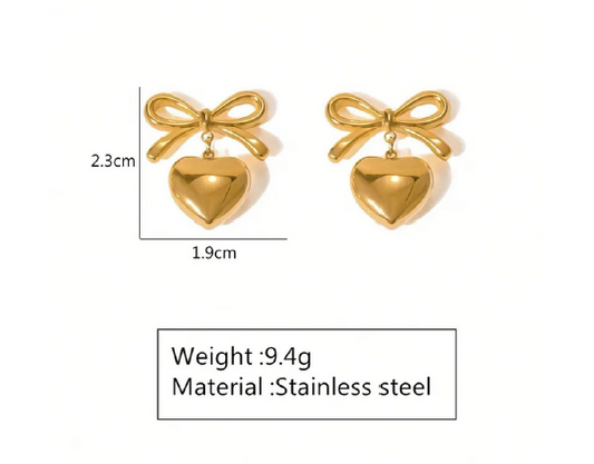 Bow -Heart -Drop Earring