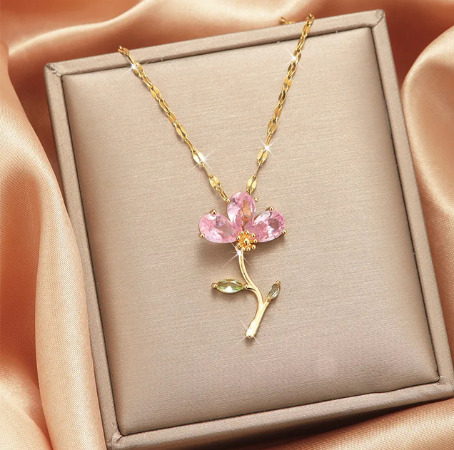 Flower Pendant -Chain Necklace